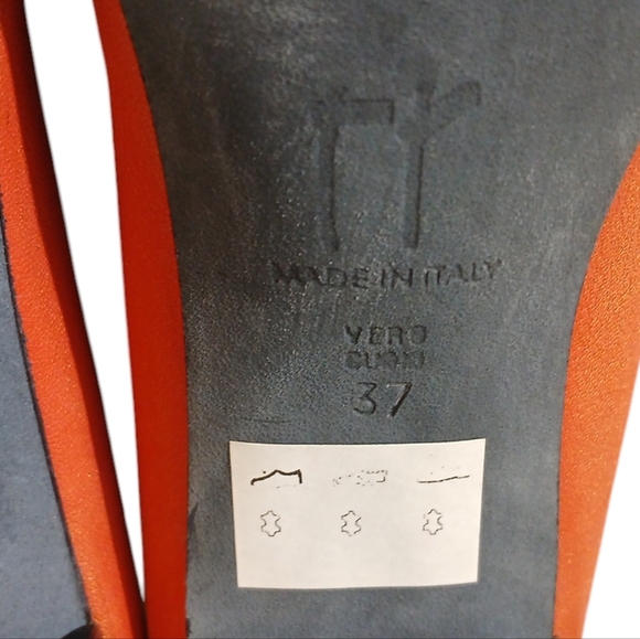 Thierry Rabotin Leather Pumps Orange/Red Heels size 7 - Picture 11 of 12